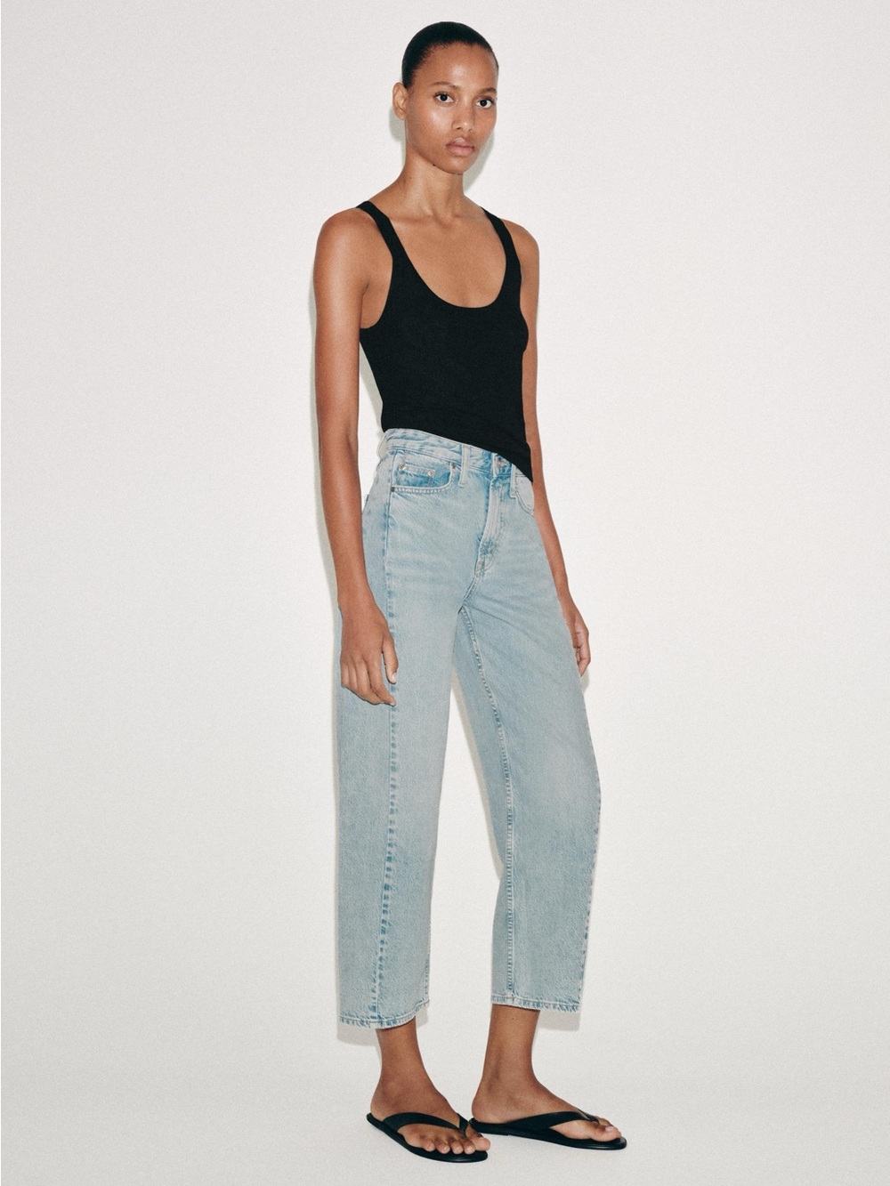 Zara Blue Ankle Straight Leg Jeans Low Rise